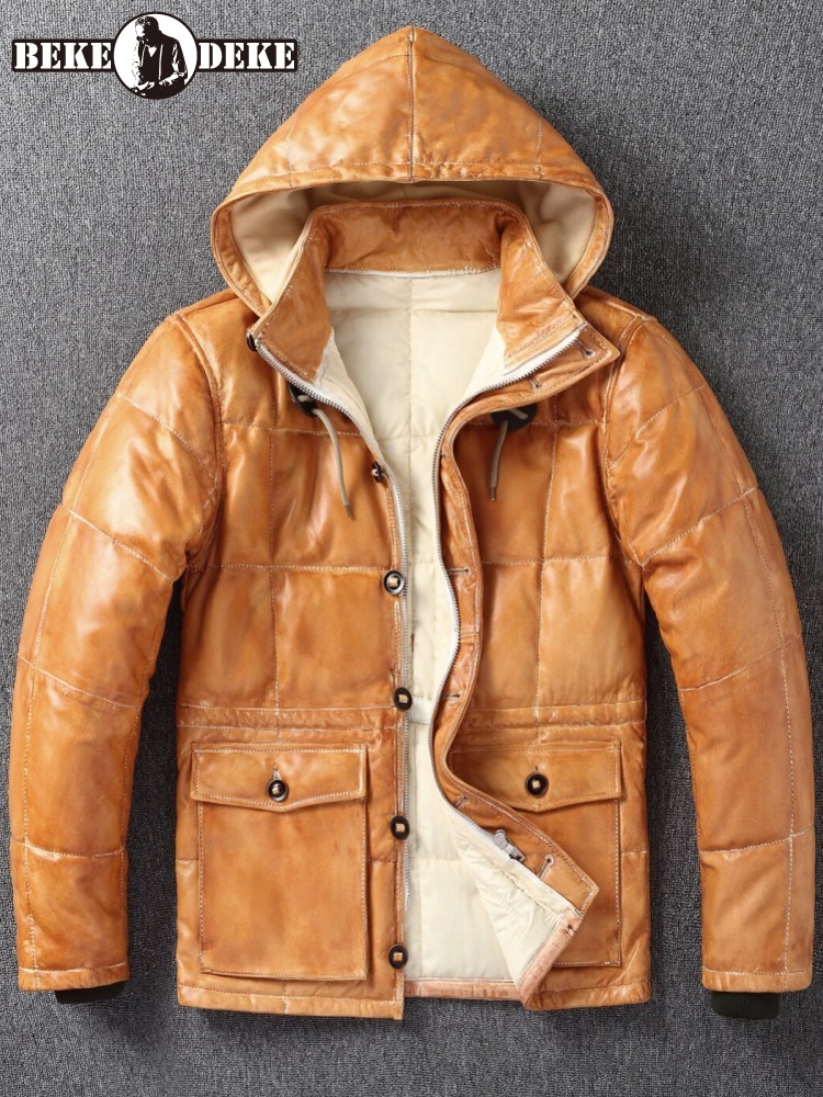 Zimowa męska kurtka z owczej s – Leather Work Jacket With Hood recenzja i cena