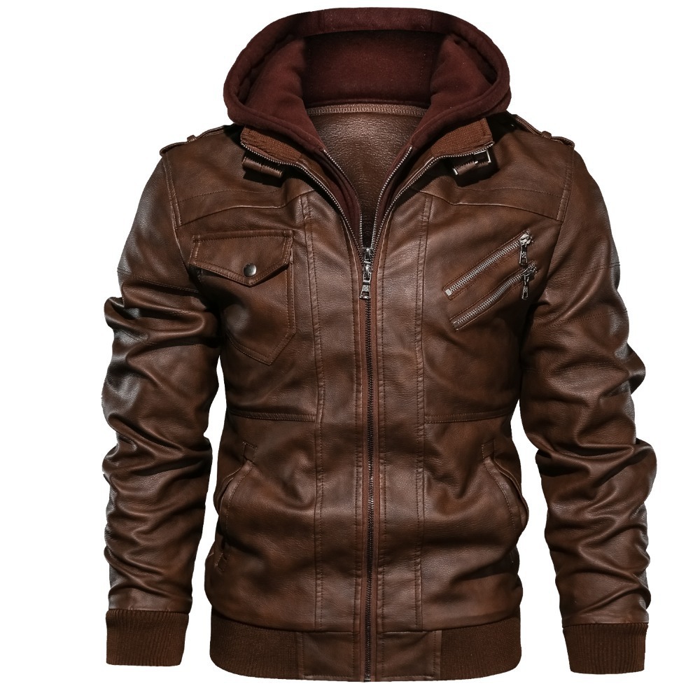 Męskie kurtki z kapturem, kurt – Leather Work Jacket With Hood recenzja i cena