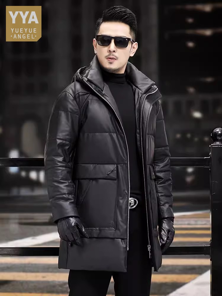 Męski zimowy gruby ciepły płas – Leather Work Jacket With Hood recenzja i cena